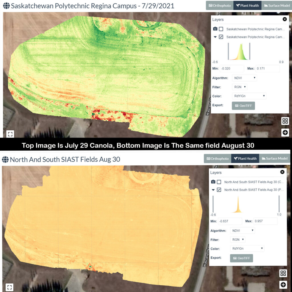Libitron Aerial Agriculture Progress monitoring Comparison NDVI Canola